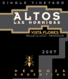 Altos Las Hormigas Malbec Single Vineyard Vista Flores Label